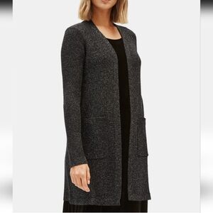 NWT EILEEN FISHER straight long open cardigan , merino wool sparkle